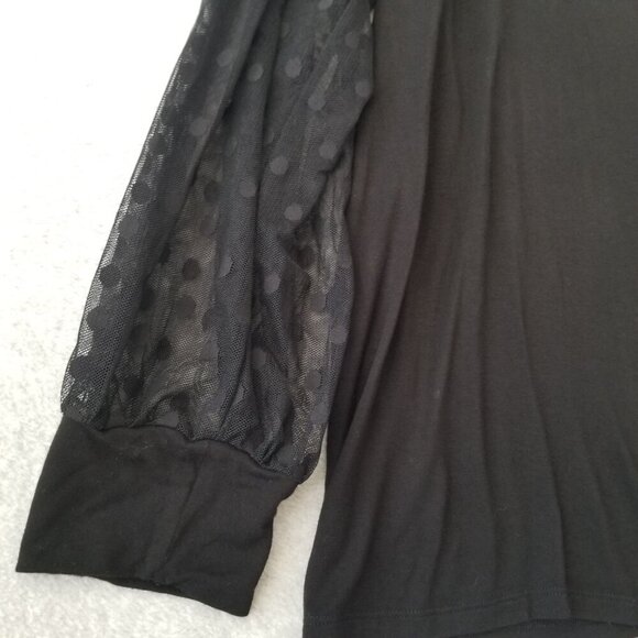 Torrid Black Super Soft Knit Dot Mesh Long Sleeve Top Whimsigoth Witchy Fairy 3X - Picture 4 of 9